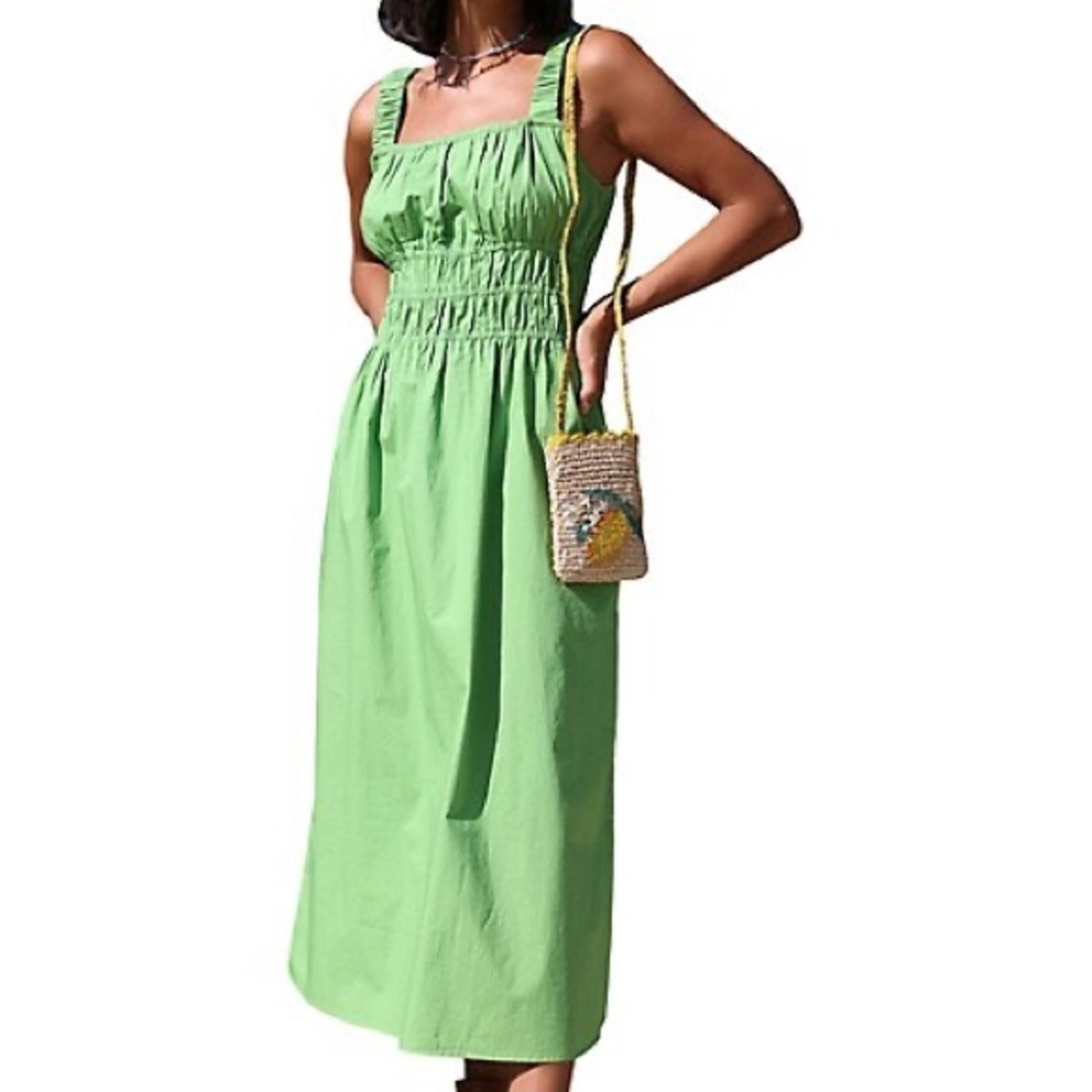 Greylin Nisha Poplin Midi Dress Green XS